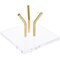 Plymor Clear Acrylic Base with 3 Angled Brass Pegs to Hold Egg, Marble, Ball or Sphere, 4" H x 4" W x 2.5" D